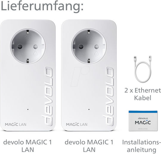 Devolo Magic 1 LAN 1-1-2 Powerline Dual Kit Wired and Gigabit Ethernet Port
