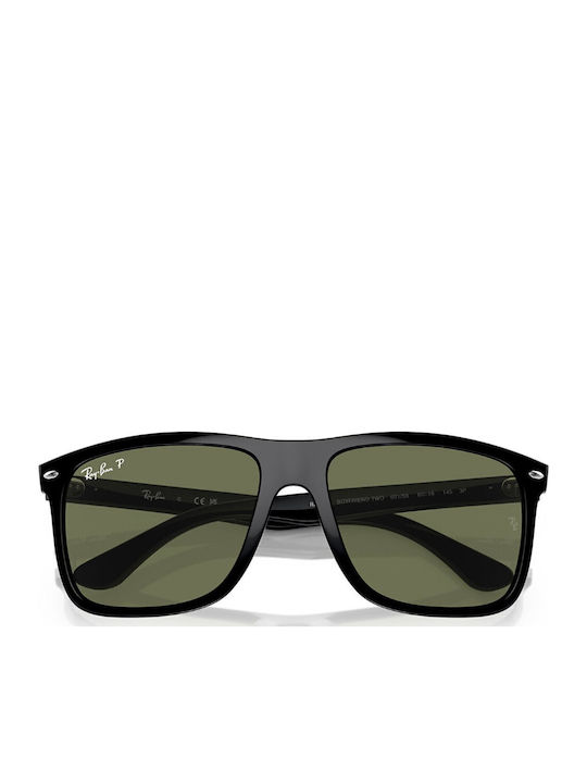 Ray Ban Boyfriend Unisex Sunglasses with Black Horn-Rimmed Frame and Green Polarized Lens RB4547 601/58