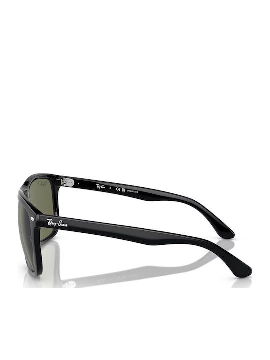 Ray Ban Boyfriend Unisex Sunglasses with Black Horn-Rimmed Frame and Green Polarized Lens RB4547 601/58