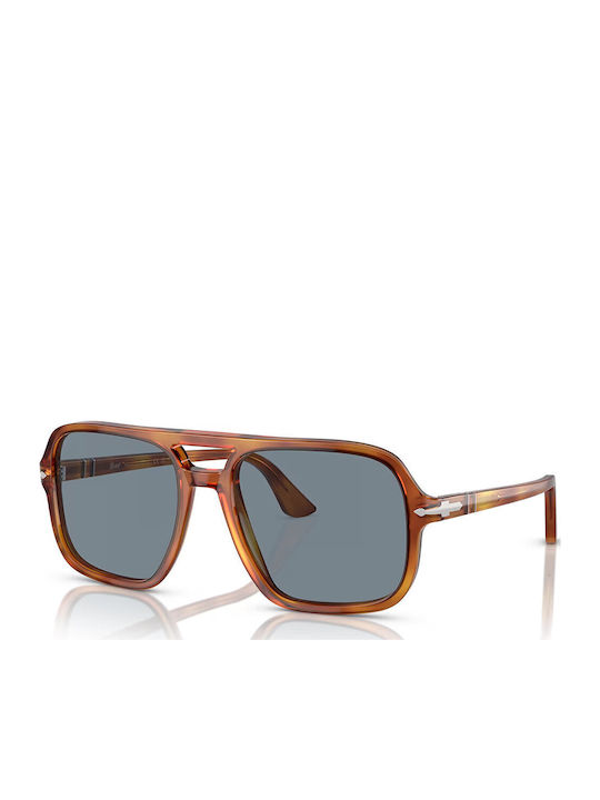 Persol Мъжки Слънчеви Очила с Кафяв Костенурков Пластмасов Рамка и Сини Стъкла PO3328S 96/56
