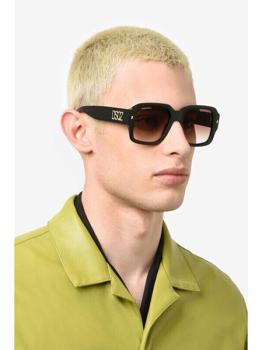 Dsquared2 Unisex Γυαλιά Ηλίου με Μαύρο Κοκκάλινο Σκελετό και Μαύρο Φακό D2-0106S807