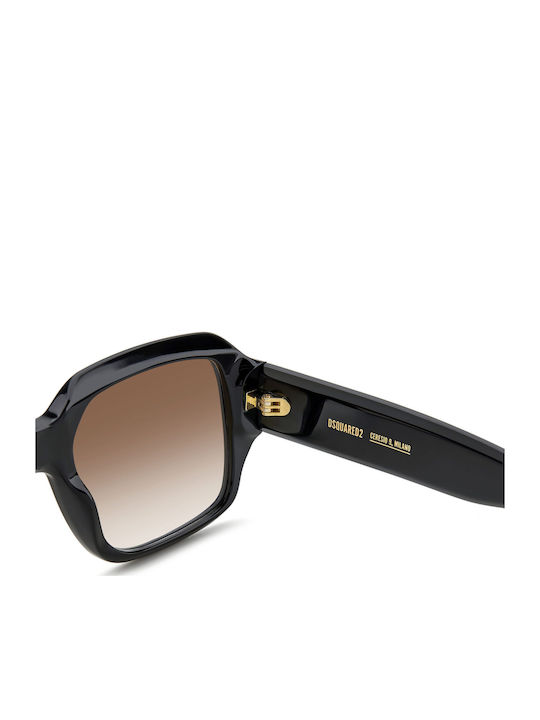 Dsquared2 Unisex Γυαλιά Ηλίου με Μαύρο Κοκκάλινο Σκελετό και Μαύρο Φακό D2-0106S807