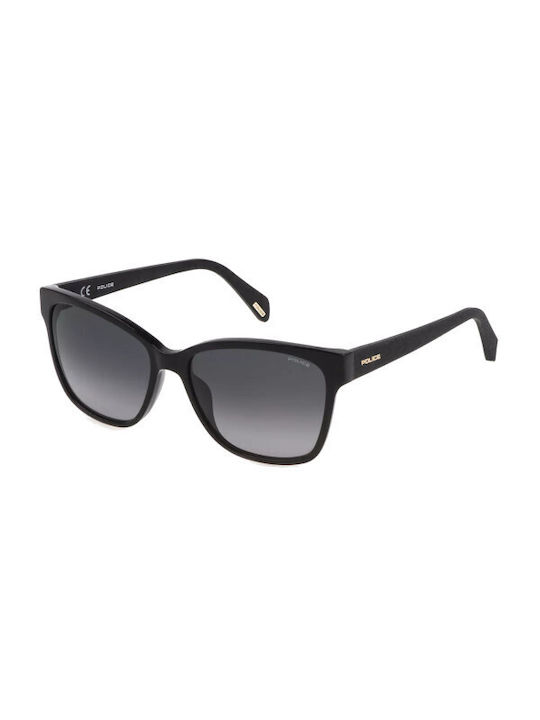 Police Women's Sunglasses with Black Plastic Frame and Gray Gradient Lens SPLG44 0700