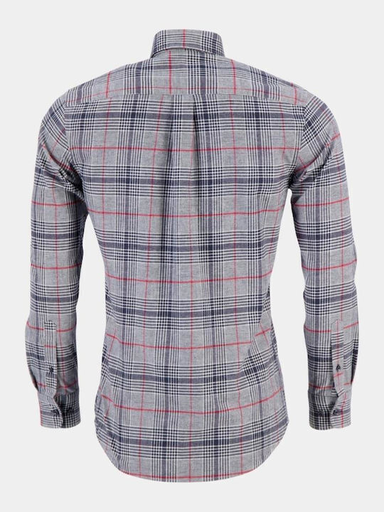 Fynch Hatton Men's Shirt Long Sleeve Cotton Checked Gray