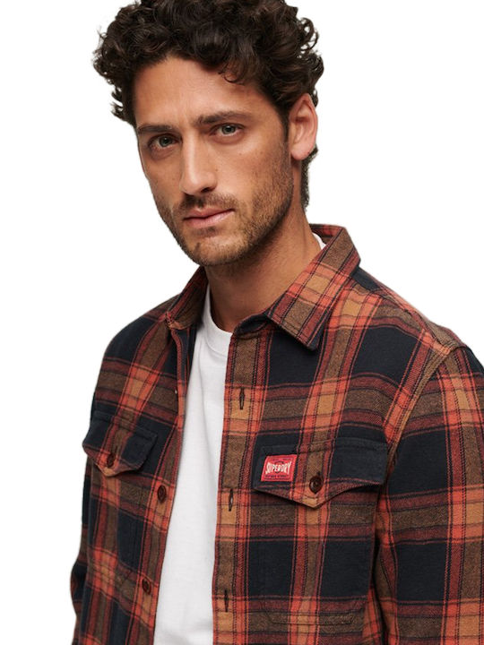 Superdry Worker Long-sleeved Shirt Checked Navy Blue