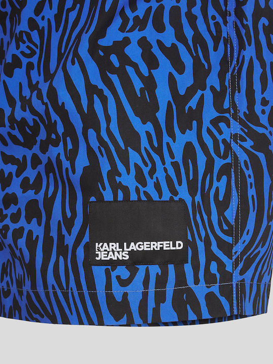 Karl Lagerfeld Herrenhemd Kurzärmelig Jeans Polka Dot Blau