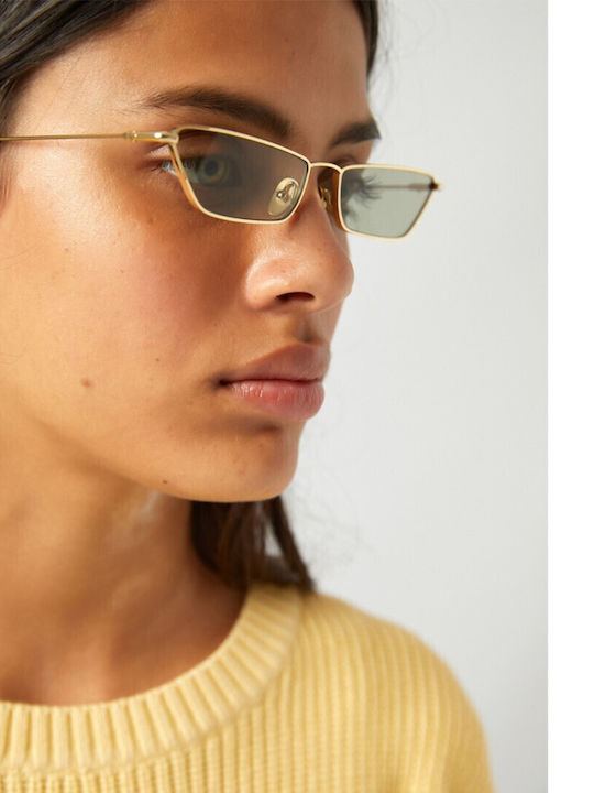 Kaleos Vale 004 Women's Sunglasses with Gold Metal Frame and Green Lens