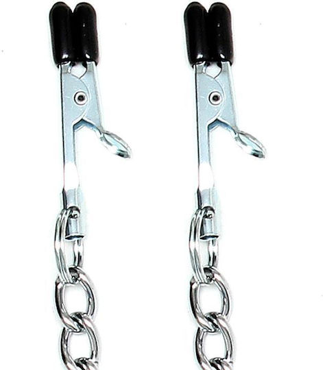 Rimba Nipple Clamps With Chain Nipple Clamps in Silver Color