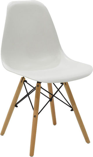 Julita Kitchen Chair Made of Polypropylene White-Natural 46x50x82cm