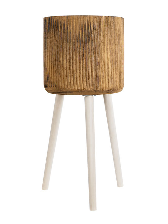 GloboStar Jamaica Planter Wooden Brown with Stand 27x27x61cm.