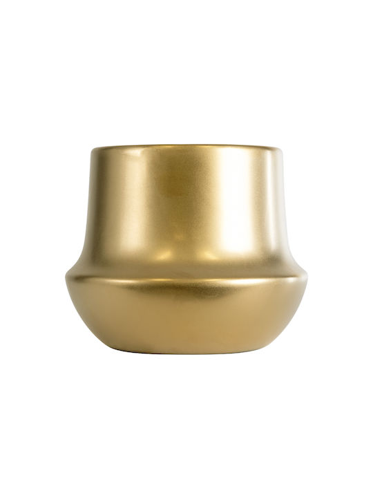 GloboStar Kerkyra Übertopf Keramik Gold 15x15x12.5εκ.
