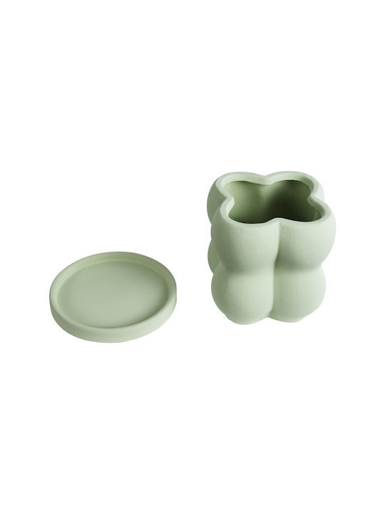 GloboStar Artificial Garden Athena Planter Ceramic Green with Stand 13x13x14cm.