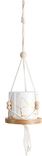 GloboStar Suspendat Ghiveci Ceramică Alb 10x10x40εκ.