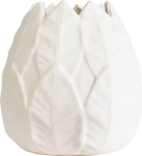 GloboStar Ghiveci Ceramică Alb cu suport 15x15x16εκ.