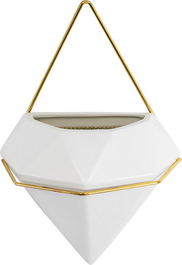 GloboStar Hanging Planter Ceramic White 20x10.5x30cm.