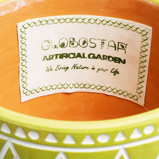 GloboStar Artificial Garden Kenya Саксия Керамика Зелен Със стойка 16x16x16εκ.