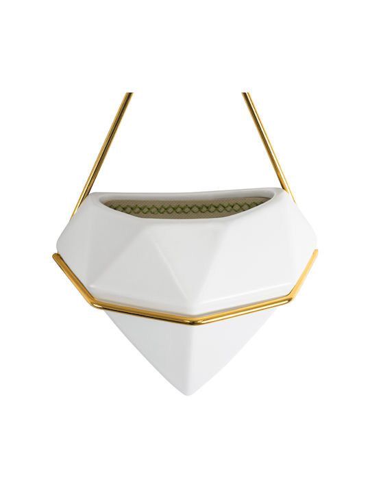 GloboStar Hängend Übertopf Keramik Weiß 15x8x24εκ.