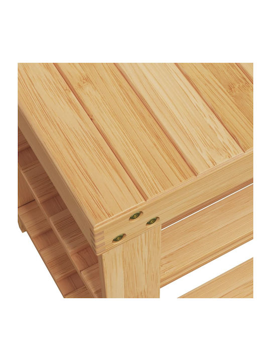 Bamboo Shoe Organizer with 2 Shelves Beige 70x27.5x45cm