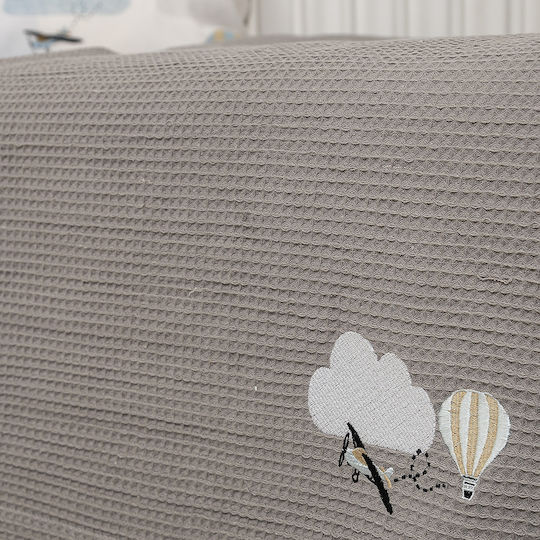 Naf Naf Κουβέρτα Κούνιας Πικέ Γκρι ανοιχτό γκρι 140x110εκ.