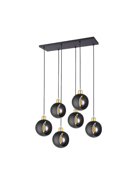 TK Lighting Cyklop Suspendat Candelabru Calea ferată pentru 6 Becuri E27 Negru