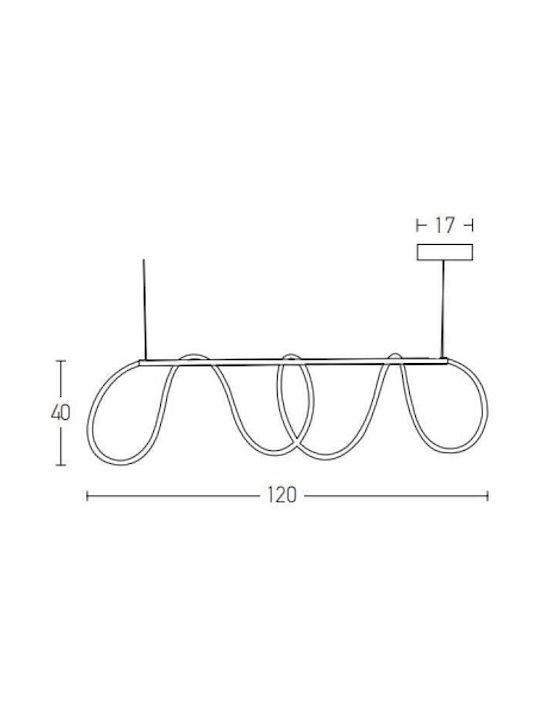 Zambelis Lights Adjustable Pendant Light Gold LED with Warm White Light Rail 120x40cm