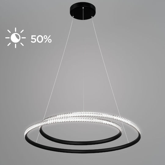 Alphab2b Brilliant Κρεμαστό Φωτιστικό Μαύρο LED με Φυσικό Λευκό Φως 60x120εκ.