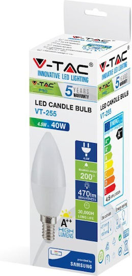 V-TAC VT-255 LED Bulb 4.5W 100mm for Socket E14 Natural White 470lm