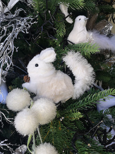 XMASfest Weihnachtliche Stoff Figur Eichhörnchen Weiß Höhe 15cm