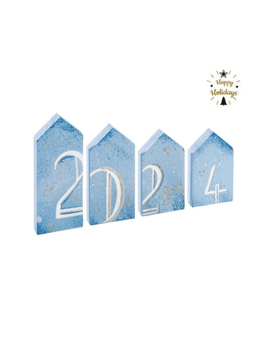 Parisis Christmas Wooden Figure Sign Blue Composition 2023 4pcs