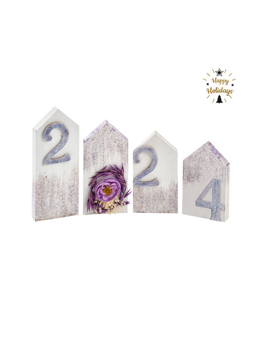 Parisis Christmas Wooden Figure Sign Purple Composition 2023 4pcs