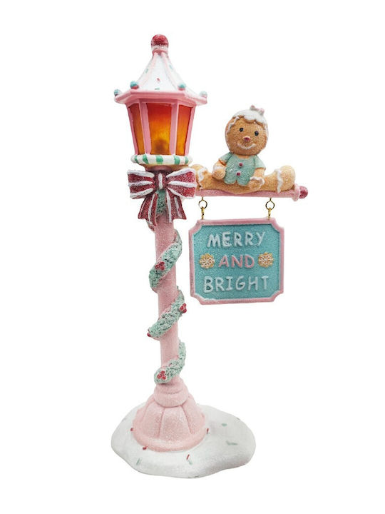 Iluminată De Crăciun Plastică Figurină Candy Roz Înălțime 36cm.