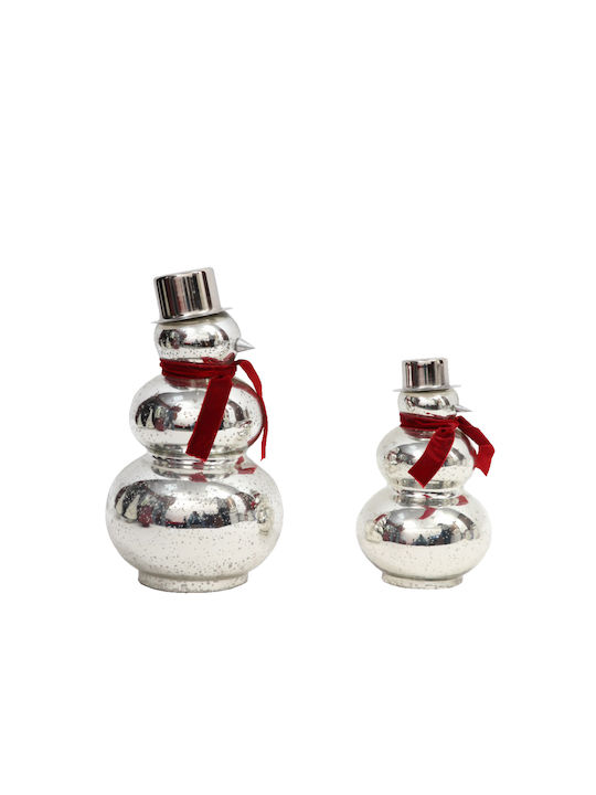 InTheBox Weihnachtliche Glas Figur SNowman Silber Höhe 26cm Juniper