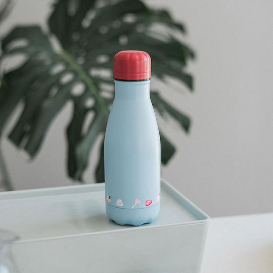 Grupo Erik Kids Water Bottle Stainless Steel with Screw Cap Non Spill Light Blue 260ml