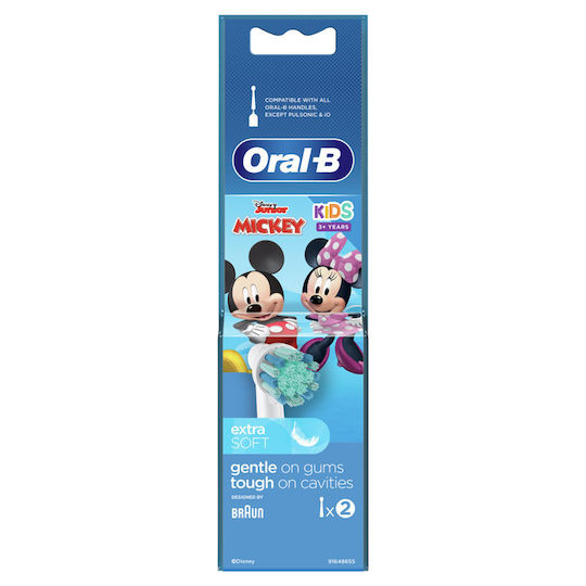 Oral-B Disney Junior Mickey Electric Toothbrush Replacement Heads 2 Pieces for 3+ Years