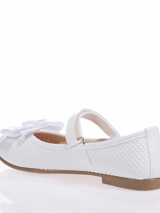 minican Kids Ballerinas with Hoop & Loop Closure White