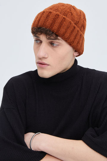 Beanie Unisex Beanie Knitted in Brown color