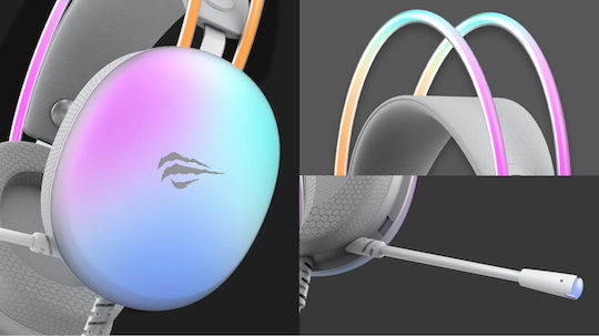 Havit H2037d Over Ear Gaming Headset με σύνδεση 2x3.5mm / USB Λευκό
