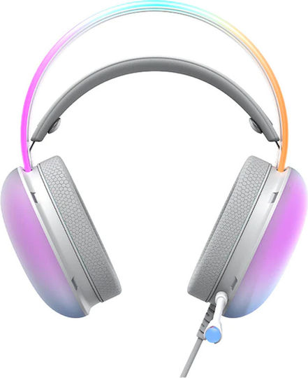 Havit H2037d Over Ear Gaming Headset με σύνδεση 2x3.5mm / USB Λευκό