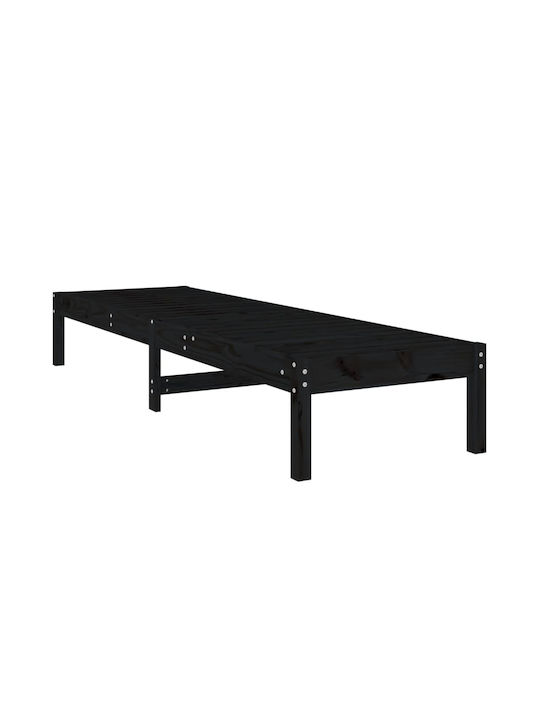 Deckchair Wooden Black 2pcs 199.5x60x74cm.