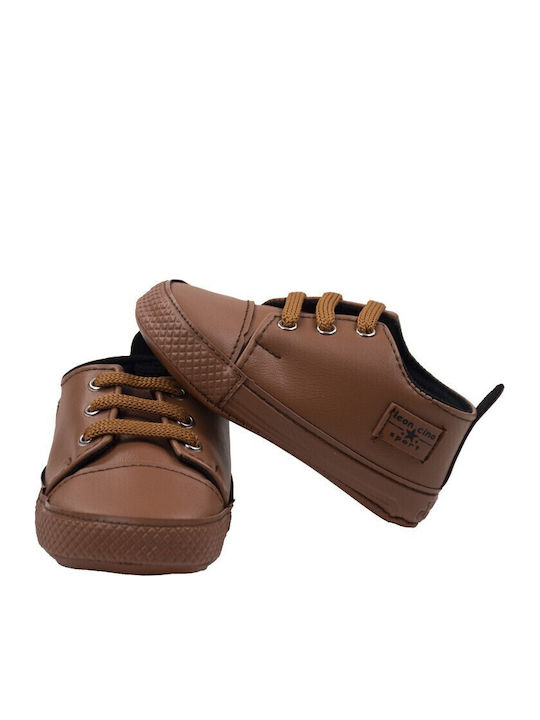 Leonchino Βρεφικά Sneakers Αγκαλιάς Καφέ