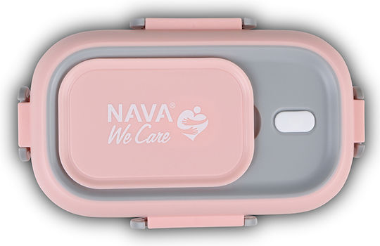 Nava Δοχείο Φαγητού Inox Ροζ με Χωρίσματα 800ml