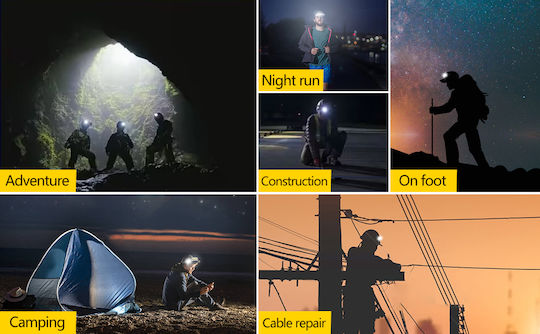 Ideahellas Rechargeable Headlamp LED IPX4 with Maximum Brightness 4000lm 4pcs Black
