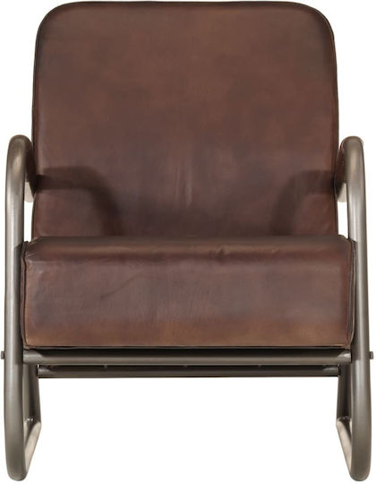 Armchair from Genuine Leather Coffee 60x70x79cm