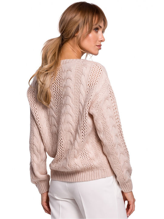 MOE Damen Langarm Pullover Beige