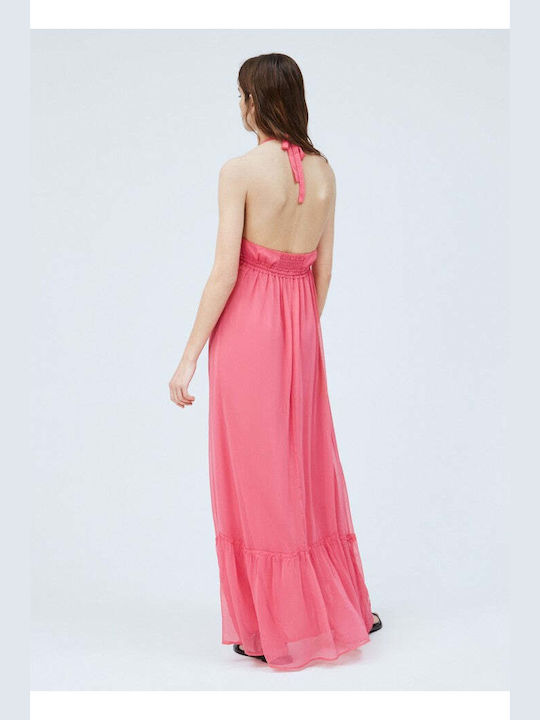 Pepe Jeans E2 Halifaxe Maxi Dress for Wedding / Baptism with Tulle Fuchsia