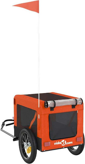 vidaXL Fahrradanhänger für Hunde bis 30kg Orange L120xB54.5xH53cm.