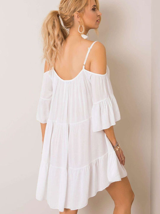 Och Bella Summer Mini Dress with Ruffle White