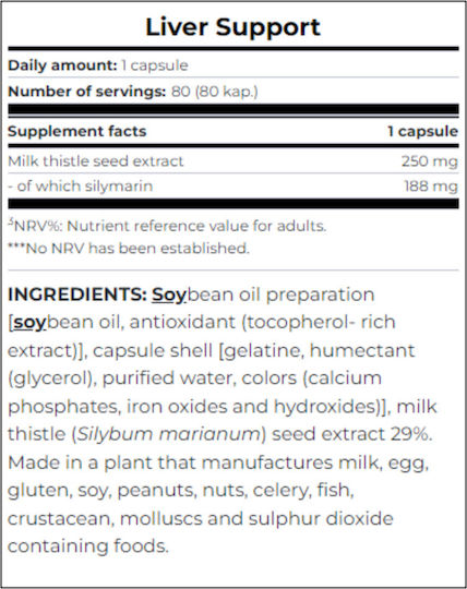 Scitec Nutrition Milk Thistle 250mg 80 Capsules