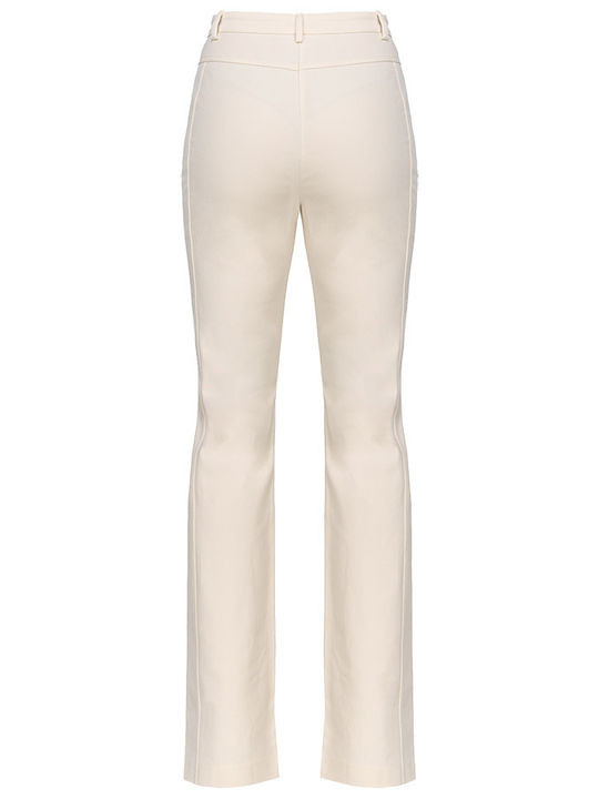 Petreo Women's High-waisted Fabric Trousers Flared Slim Fit Ecru
