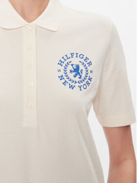 Tommy Hilfiger Women's Polo Shirt Short Sleeve Ecru